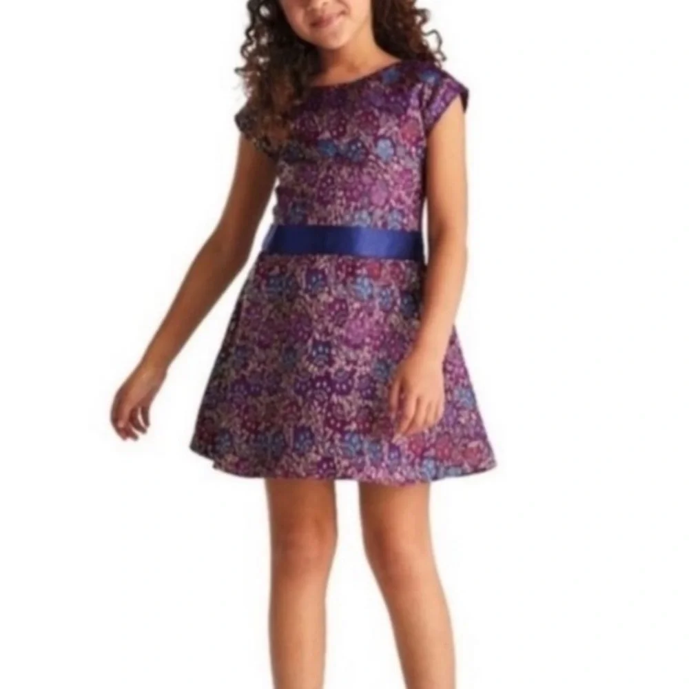 American Girl Fancy Holiday Dress Like Your Doll Purple Gold Metallic Brocade